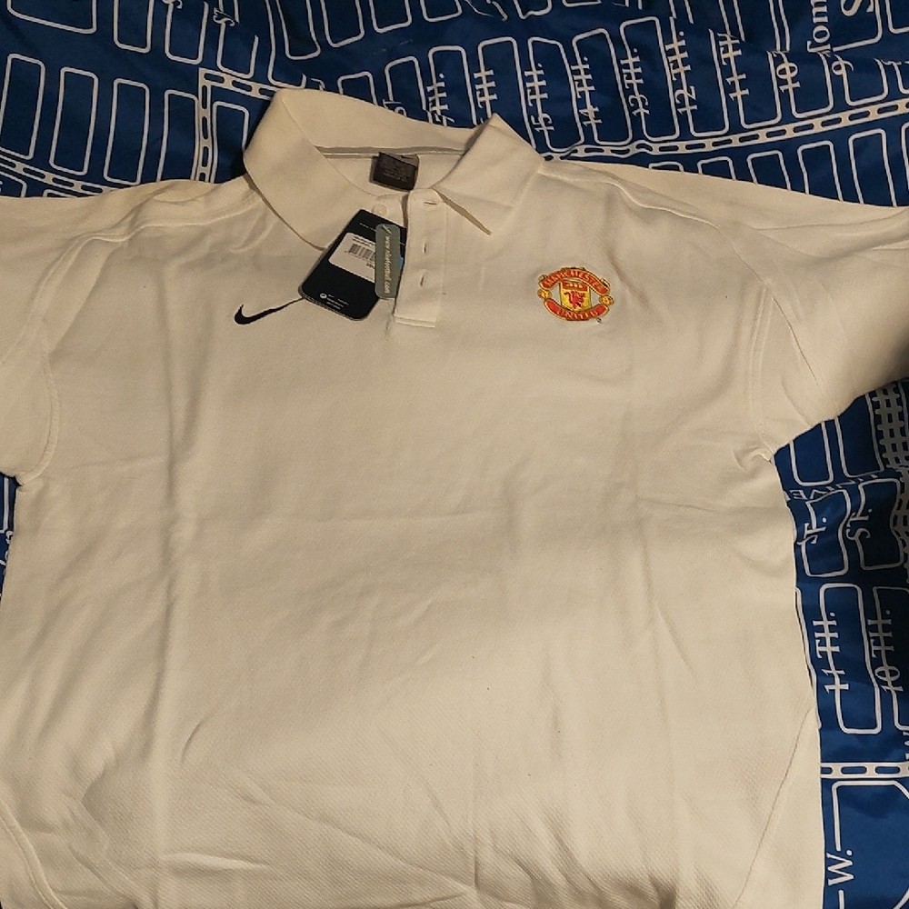 Nike White Manchester United Polo Shirt